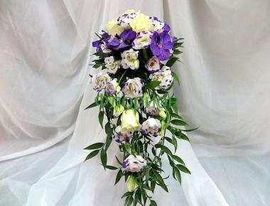 Букет невесты каскадный «Бело-сиреневый каскад»