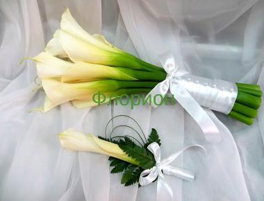 Свадебный букет из калл «Белый стиль»