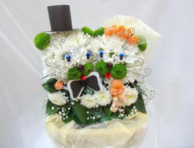 Котики из цветов «Серебряная свадьба»