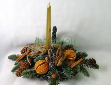 Новогодняя со свечой «Ночь, свеча, мандарин»