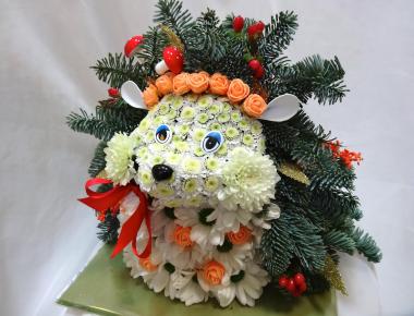 Новогодняя композиция «Новогодний ёжик»