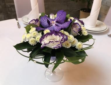 Цветы на  свадьбу «Синея улыбка» Гостевой стол