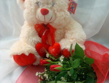 Цветы к 14 февраля «С белым медведем»