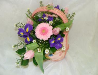 Композиция из цветов «Ваза-сумочка 2»