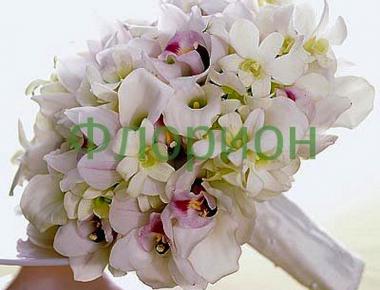 Букет невесты из орхидей «Белый лед»