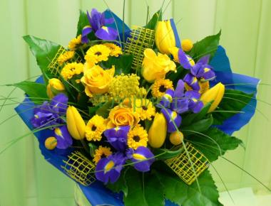Букет из тюльпанов «Сине-желтые дни»