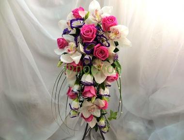 Свадебный букет с орхидеей «Бело-розовый луч»