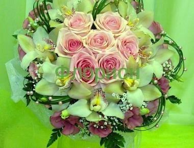 Букет невесты с орхидеей «Розовый круг»
