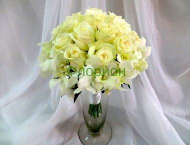 Свадебный букет с орхидеей «Белый снег»