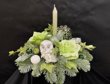  Новогодняя композиция со свечой «Светящие глаза»