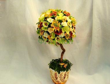 «Домашние дерево счастья» из искусственных цветов