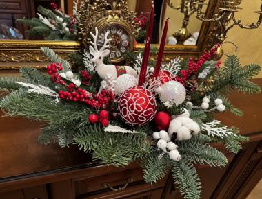 Новогодняя композиция со свечами «Белый ветер»