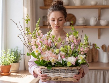 Композиция из живых цветов « Счастливое утро» 