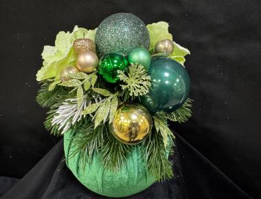 Новогодняя композиция «Бархатный шар зимы 2»(Б)