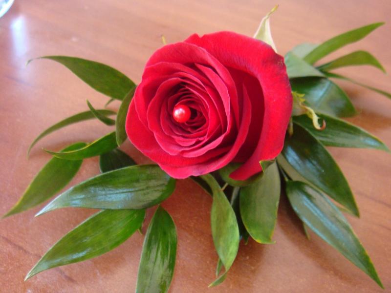 Бутоньерка жениха Красная роза 1