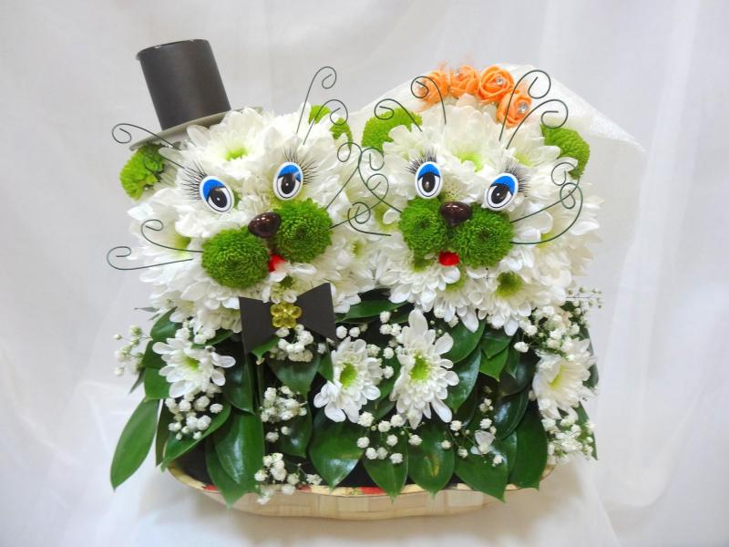 Котики из цветов Счастливая пара