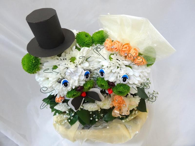Котики из цветов Серебряная свадьба