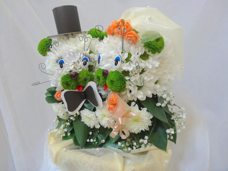 Котики из цветов Серебряная свадьба