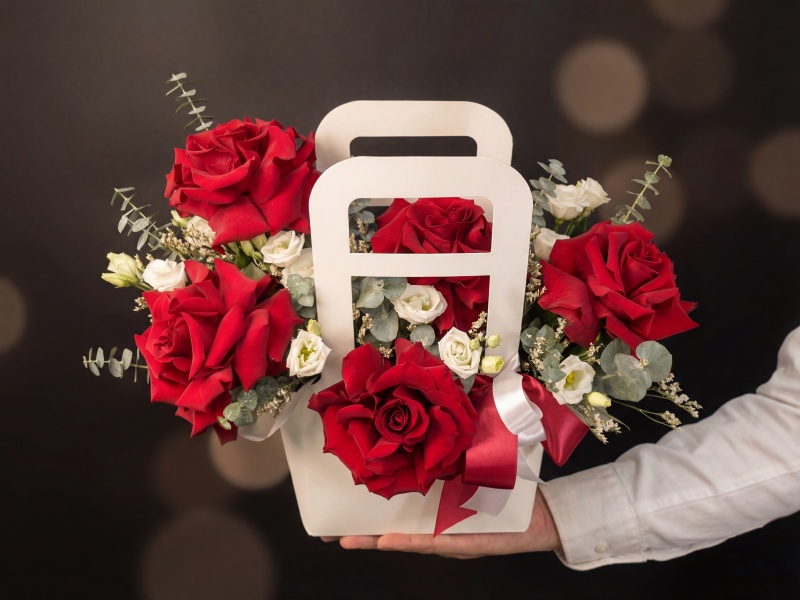 Композиция из красных роз «Любовь с первого взгляда»