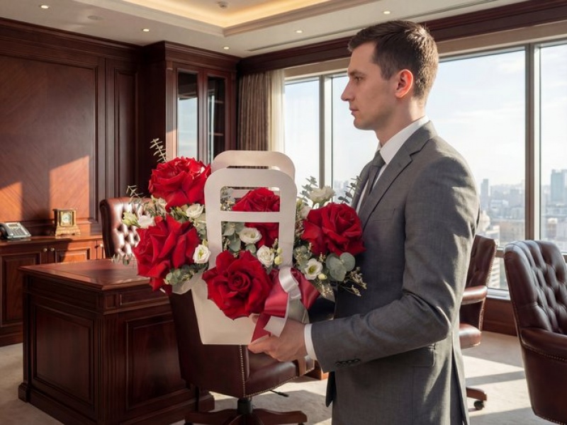 Композиция из красных роз «Любовь с первого взгляда»