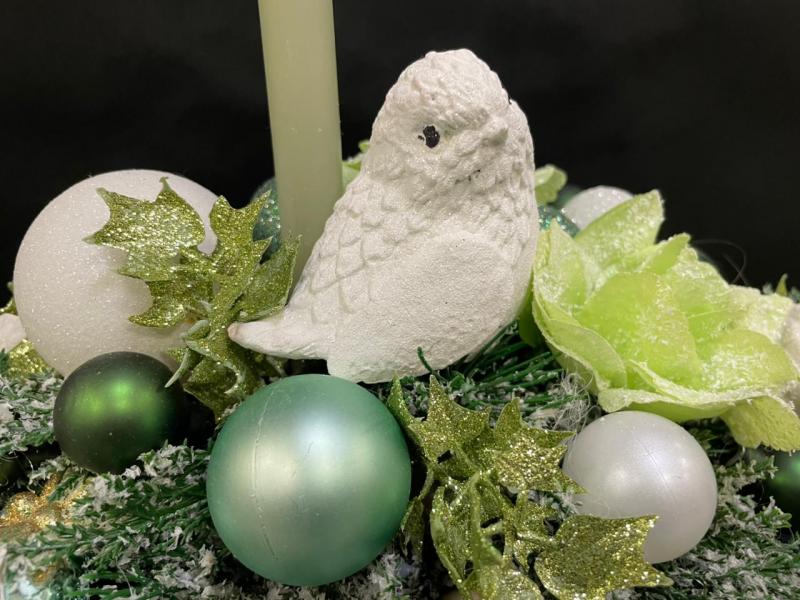 Новогодняя композиция со свечой Воробушек