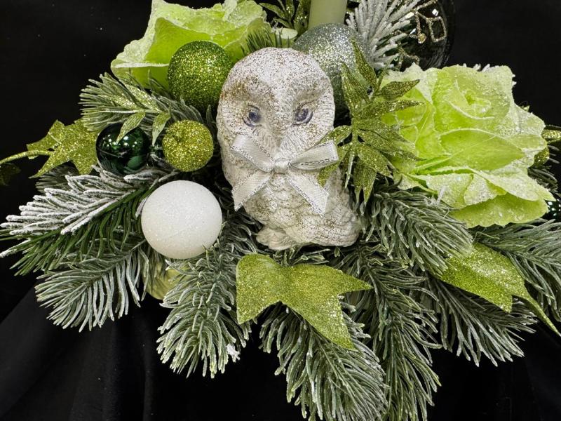  Новогодняя композиция со свечой Светящие глаза