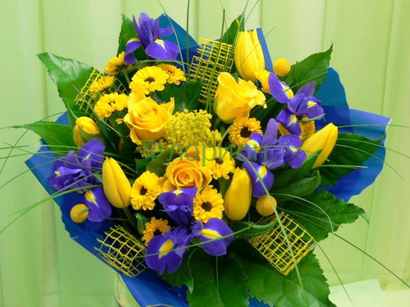 Букет из тюльпанов Сине-желтые дни