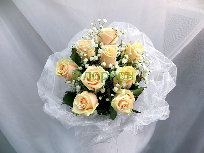 Букет невесты из роз Кремовый свет