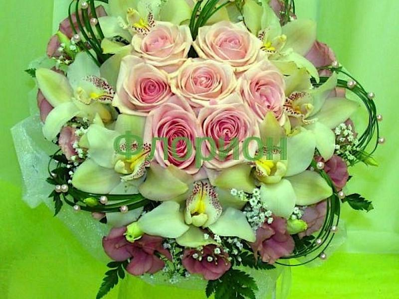 Букет невесты с орхидеей Розовый круг
