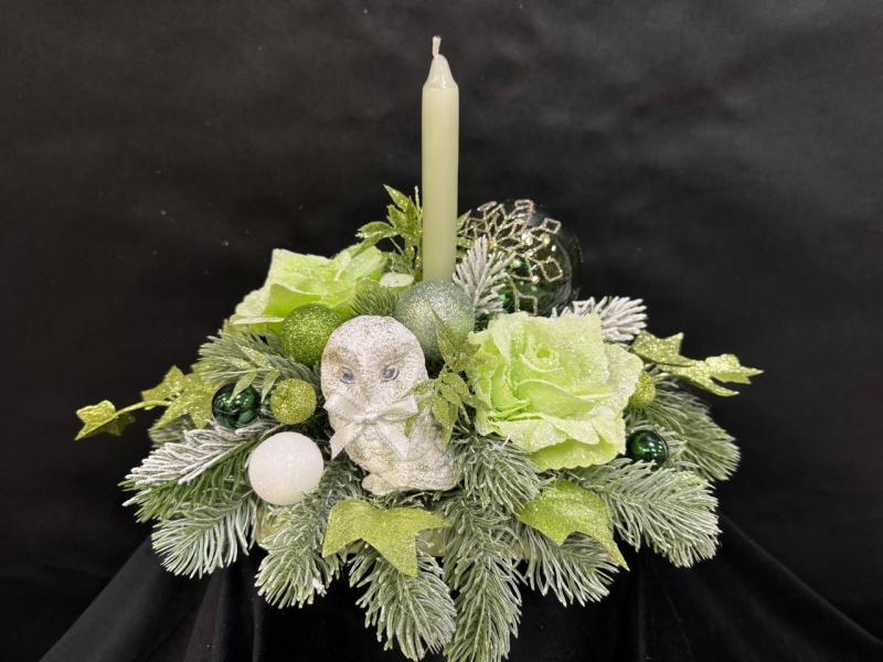  Новогодняя композиция со свечой Светящие глаза