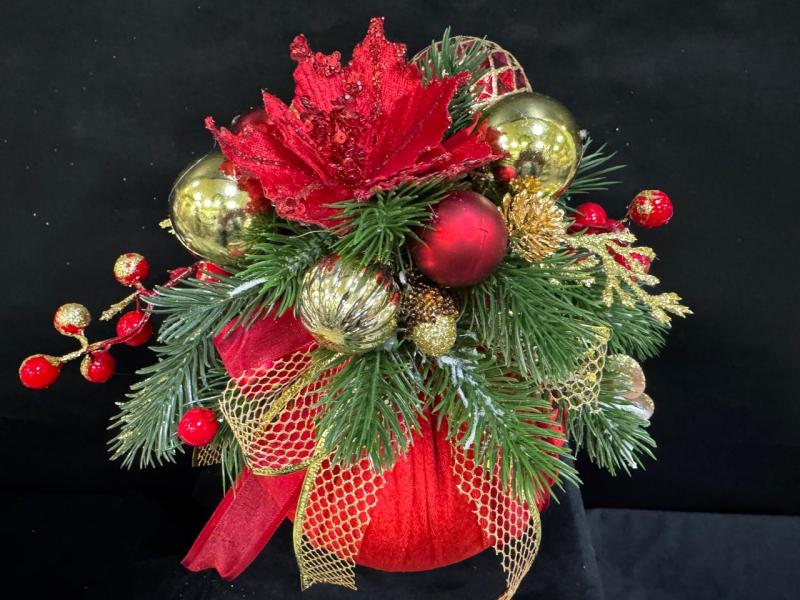 Новогодняя композиция Бархатный шар зимы 3