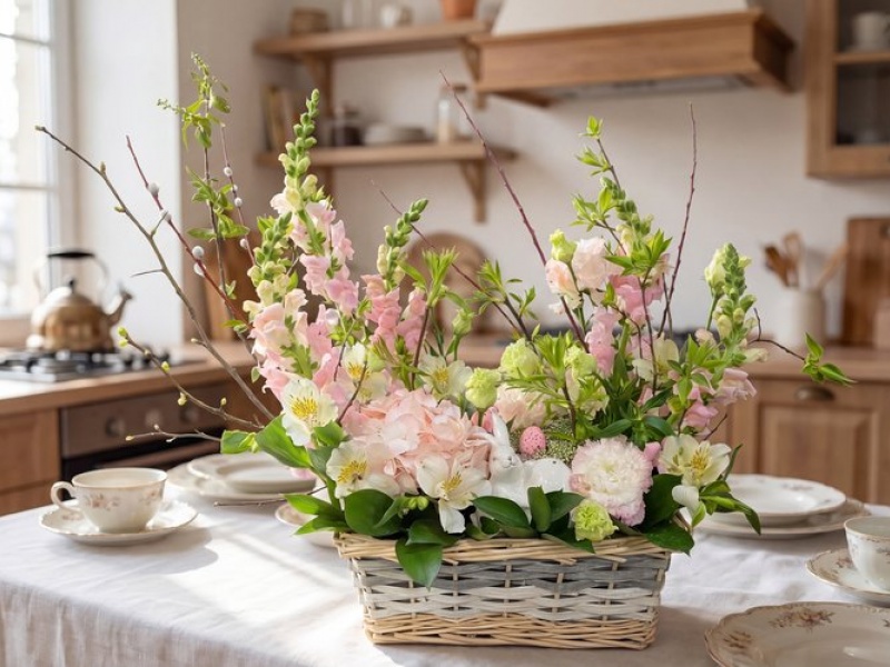 Композиция из живых цветов Утро в день Пасхи 