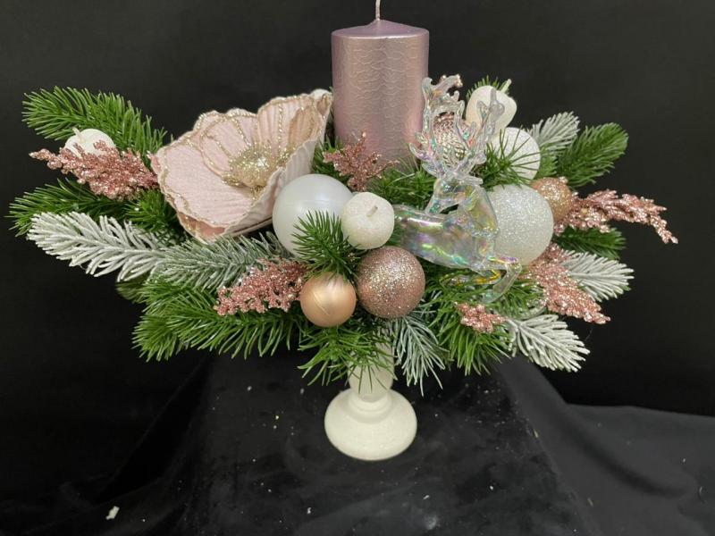  Новогодняя композиция со свечой На встречу