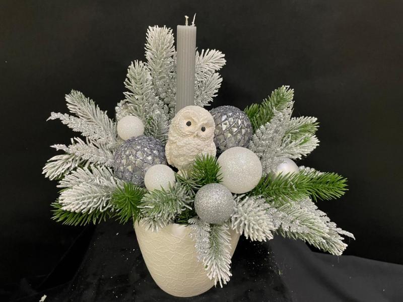 Новогодняя композиция со свечой Ночной хранитель